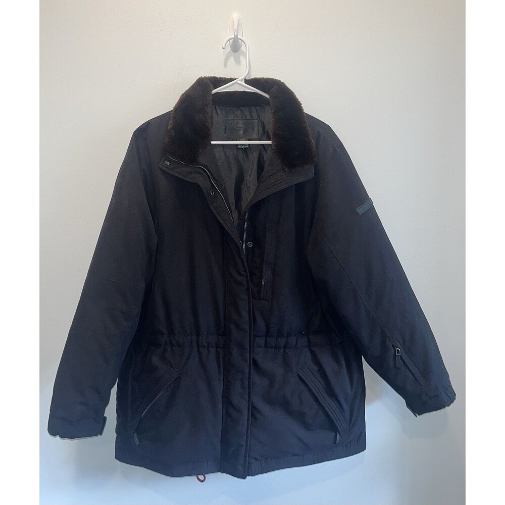 Ralph Lauren Polo LRL Annex Faux Fur-Trimmed Down Parka Ski Jacket Black Sz M